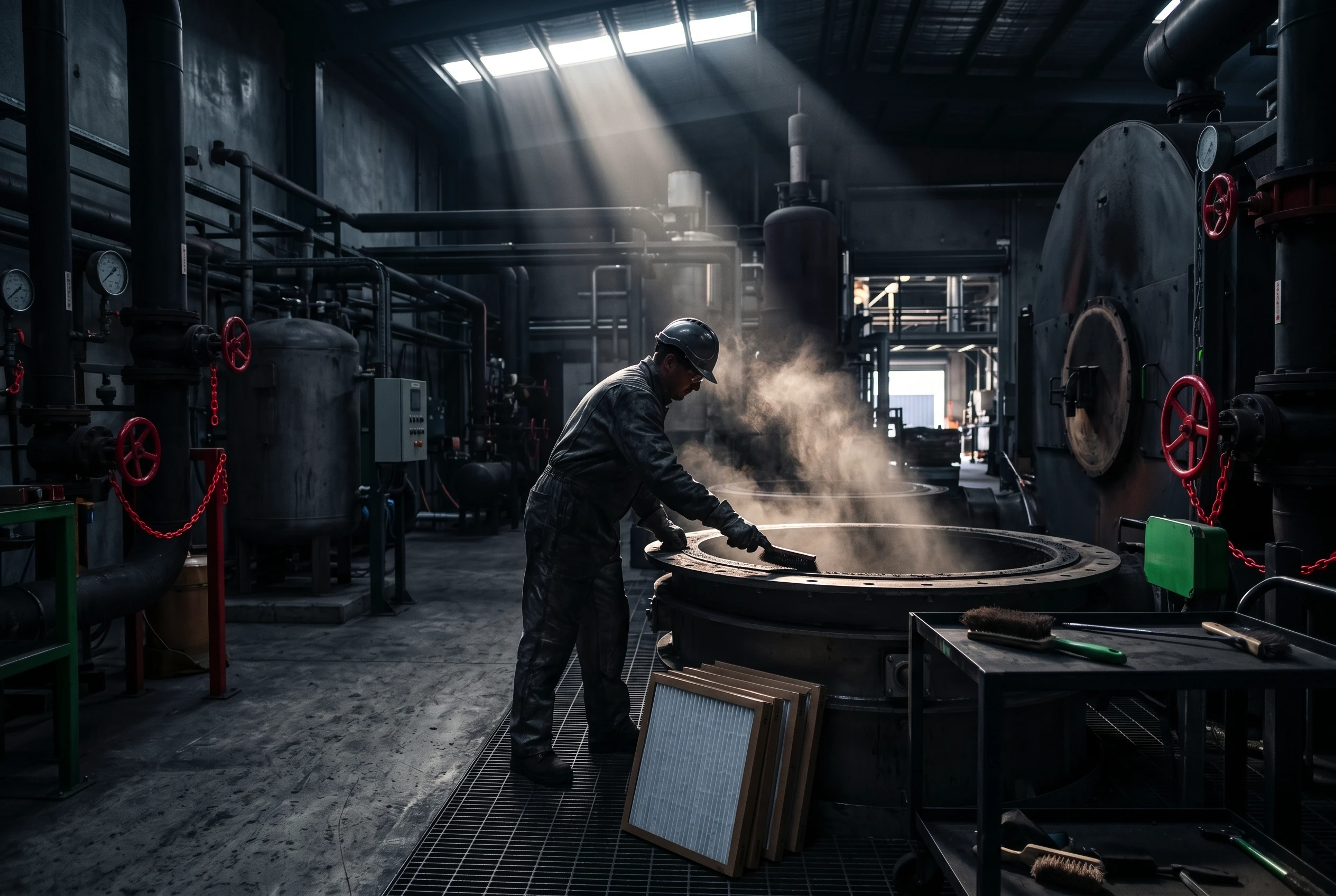 Cleaning burners and combustion chamber