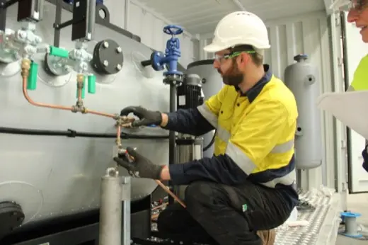 Hands-on boiler pipework training close-up