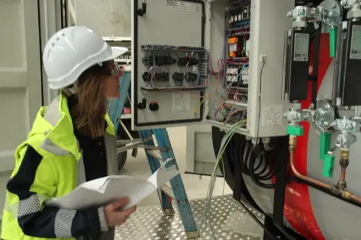 Reviewing boiler controls during a training session