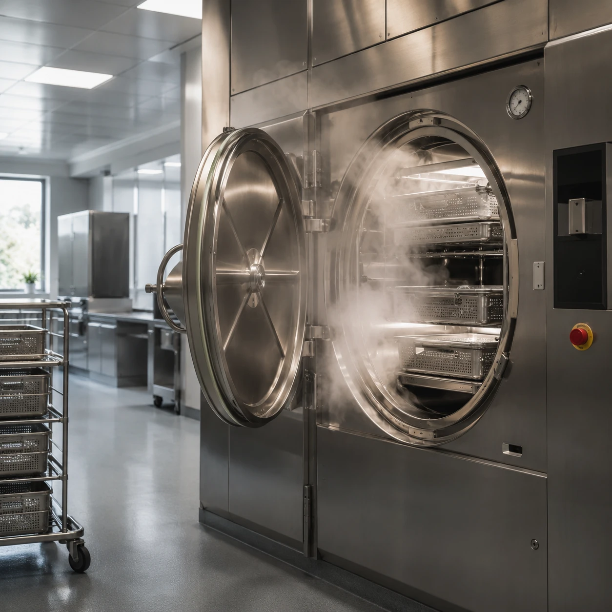 Hospital steam steriliser autoclave in a CSSD