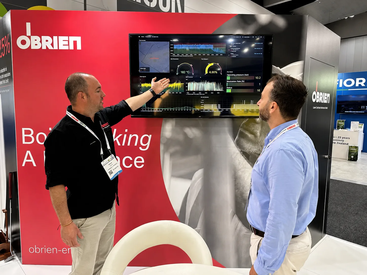 O’Brien engineers reviewing live boiler performance data